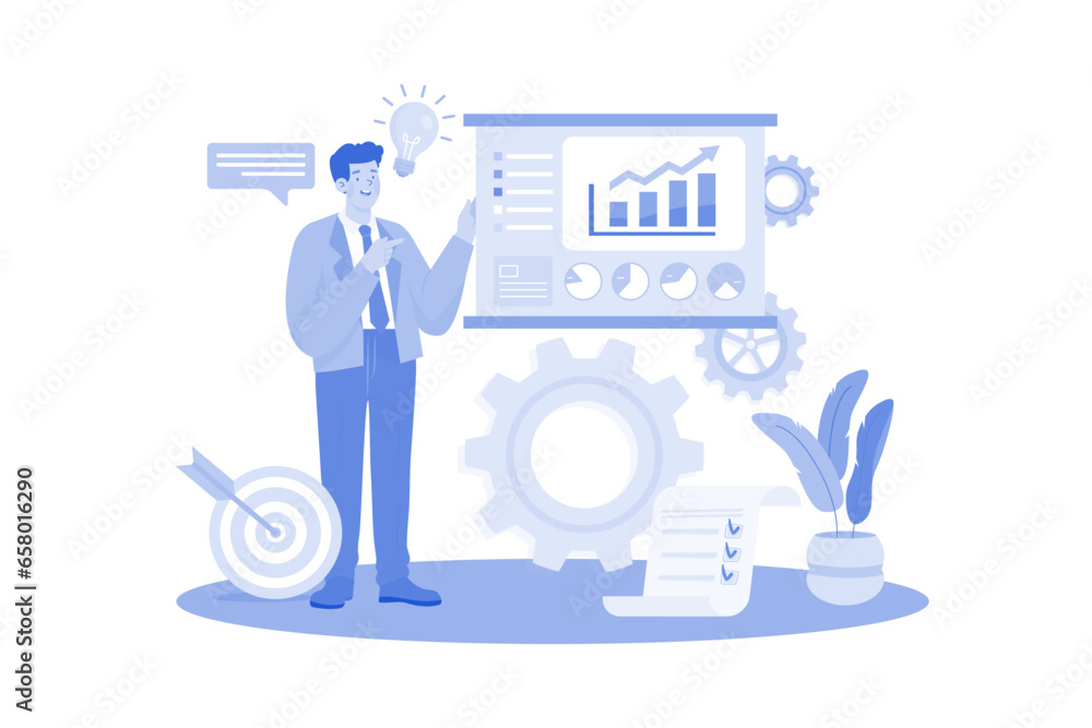 Businessman presenting data analytics Businessman presenting data analytics