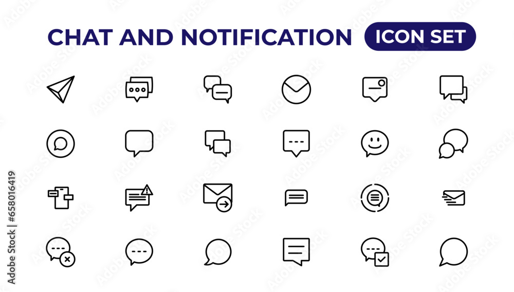 Chat and notification line icons collection. Bell, message, like, reminder, devices icons. Chat and notification line icons collection. Bell, message, like, reminder, devices icons.