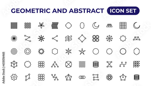 geometric brutalism forms sticker.Outline icon collection.