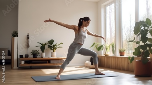 Young Woman doing yoga at home