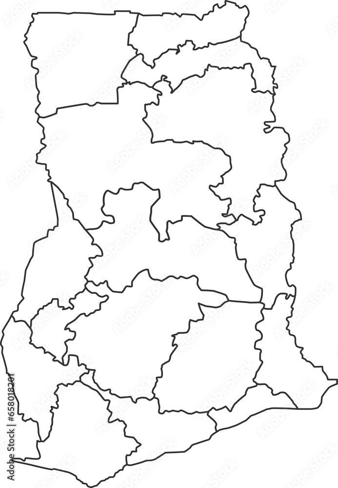 Obraz premium Map of Ghana with detailed country map, line map.