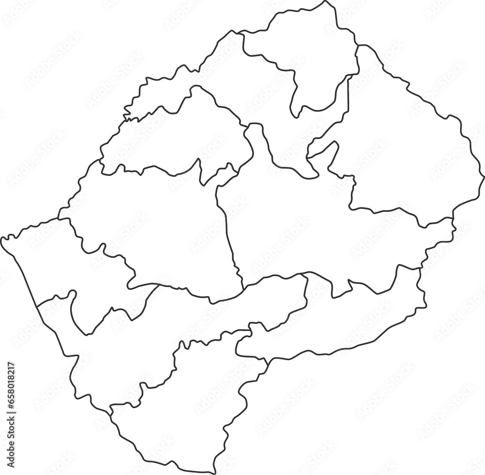 Map of Lesotho with detailed country map, line map.