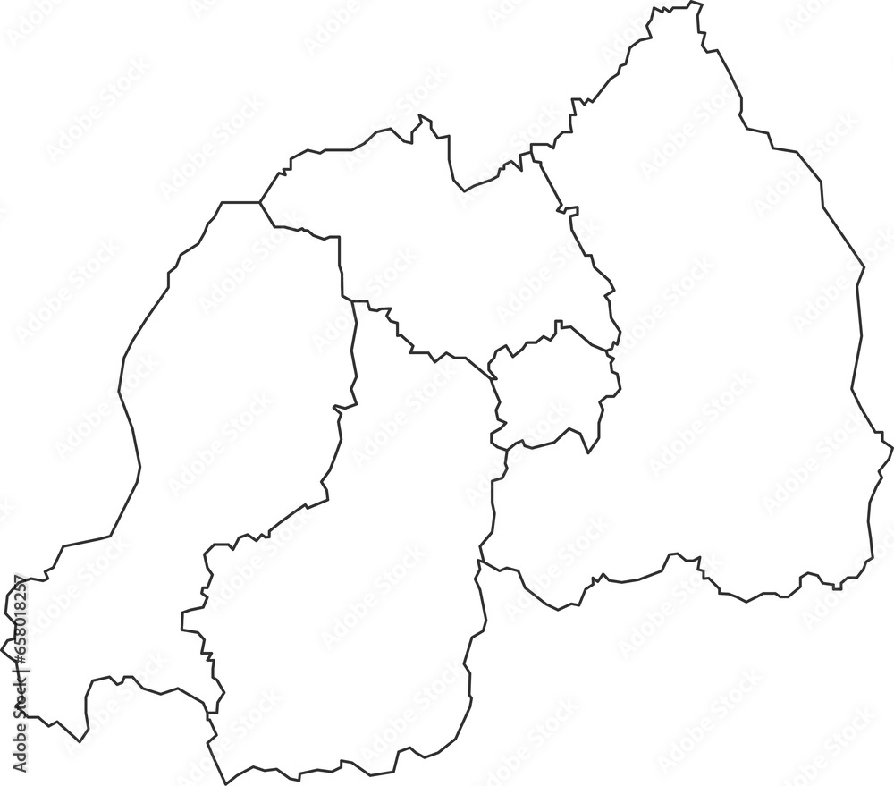 Map of Rwanda with detailed country map, line map.