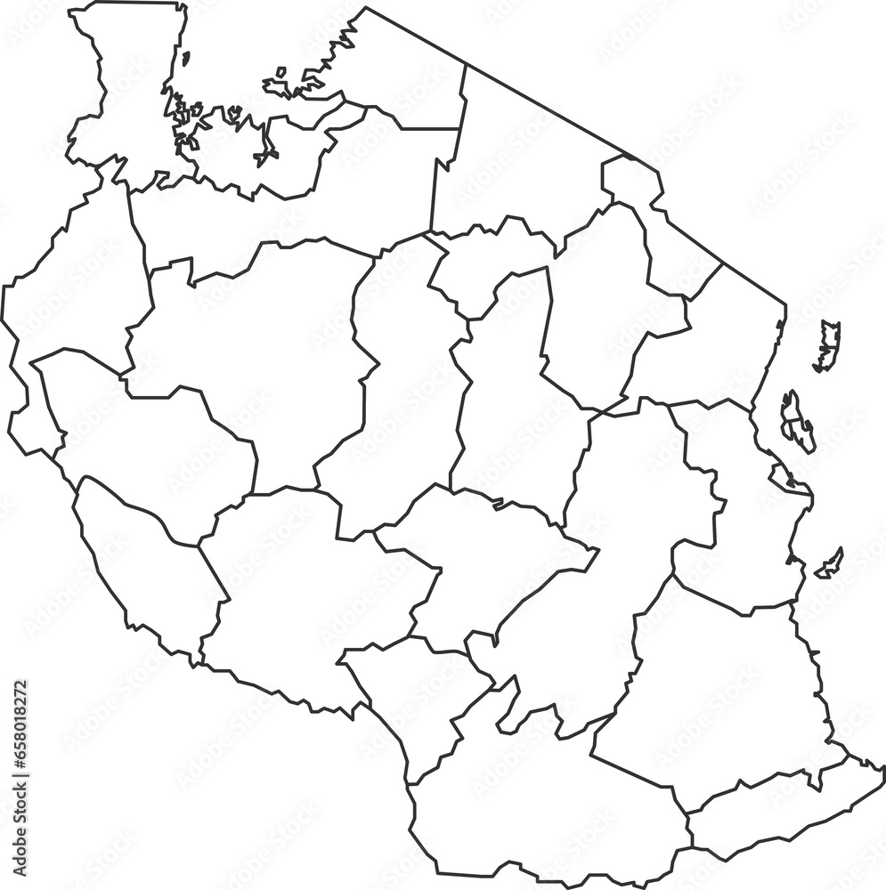 Obraz premium Map of Tanzania with detailed country map, line map.