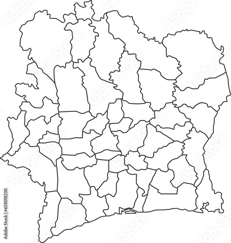 Map of Cote d'lvoir with detailed country map, line map.