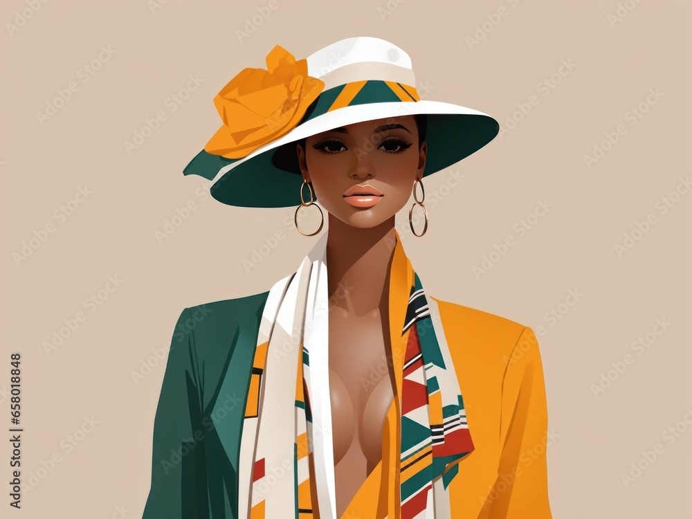 minimal flat vector illustration Modern South African Fashion