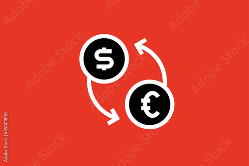 currency exchange pictogram in flat style design. Vector illustration. 