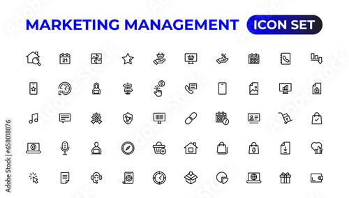 Marketing icons set. Content, search, ecommerce, seo, electronic devices, internet, analysis.Outline icon.Outline icon.