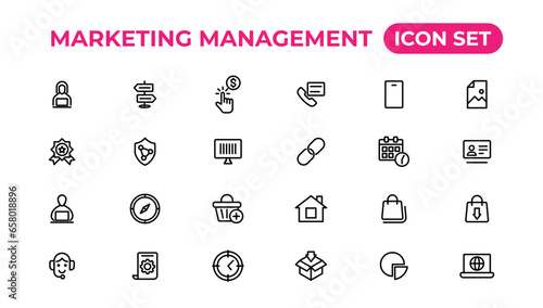 Marketing icons set. Content, search, ecommerce, seo, electronic devices, internet, analysis.Outline icon.Outline icon.