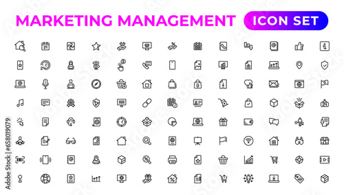 Marketing icons set. Content, search, ecommerce, seo, electronic devices, internet, analysis.Outline icon.Outline icon.