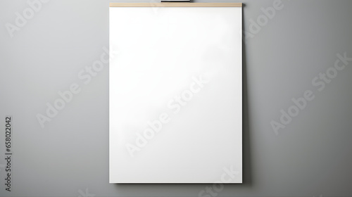 empty white poster mockup on white wall background