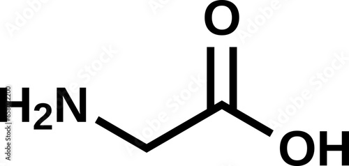 Amino acid glycine C2H5NO2 structural formula, vector illustration