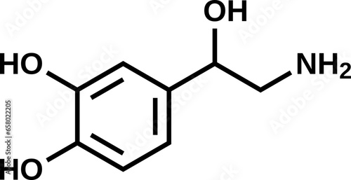 Norepinephrine structural formula, noradrenalin vector illustration  photo