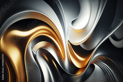 Golden silver brushed metal abstract pattern. Generative AI 