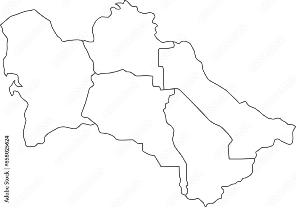 Map of Turkmenistan with detailed country map, line map.