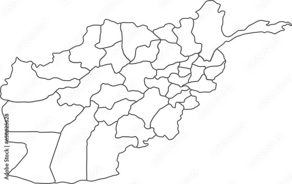 Map of Afghanistan with detailed country map, line map. Map of Afghanistan with detailed country map, line map.