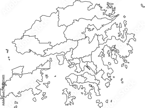 Map of Hong Kong with detailed country map  line map.