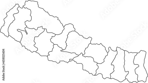 Map of Nepal with detailed country map, line map.