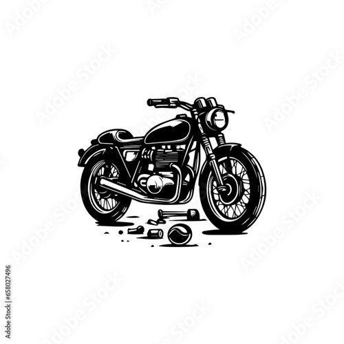 classic motorcycle in black and white vector illustration design