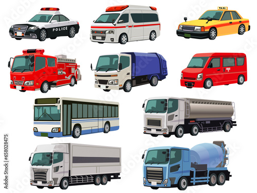 働く車のイラストセット
