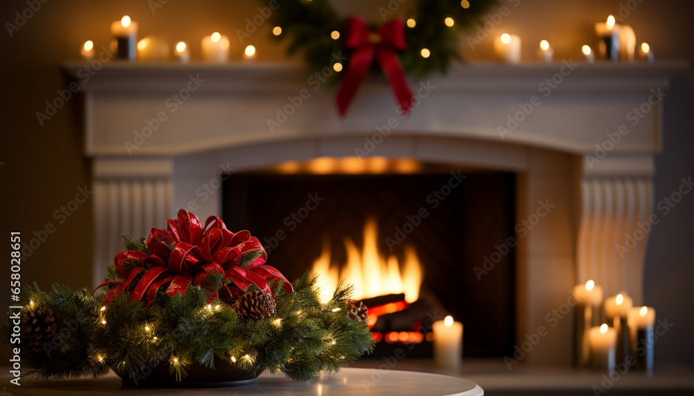 fireplace with christmas decorations, fireplace with christmas decorations, fireplace with christmas decorations, Ai Generate 