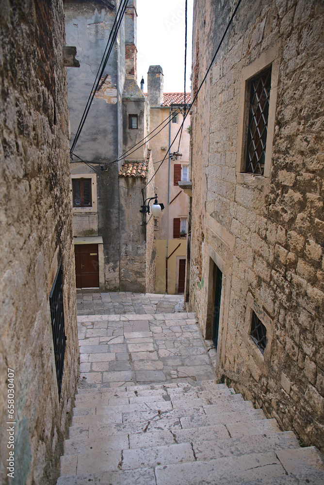 Narrow streets in historical Šibenik city