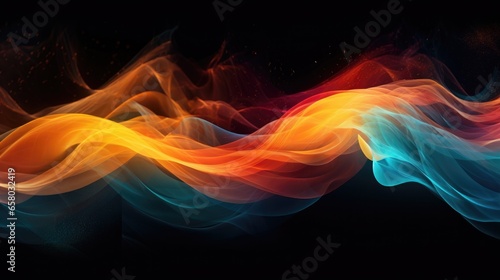 Abstract glowing waves background. Generative Ai