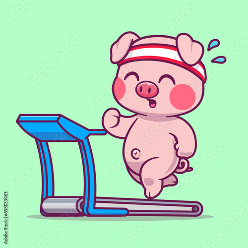 Cute Pig Running On Treadmill Cartoon Vector Icon
Illustration. Animal Sport Icon Concept Isolated Premium
Vector. Flat Cartoon Style