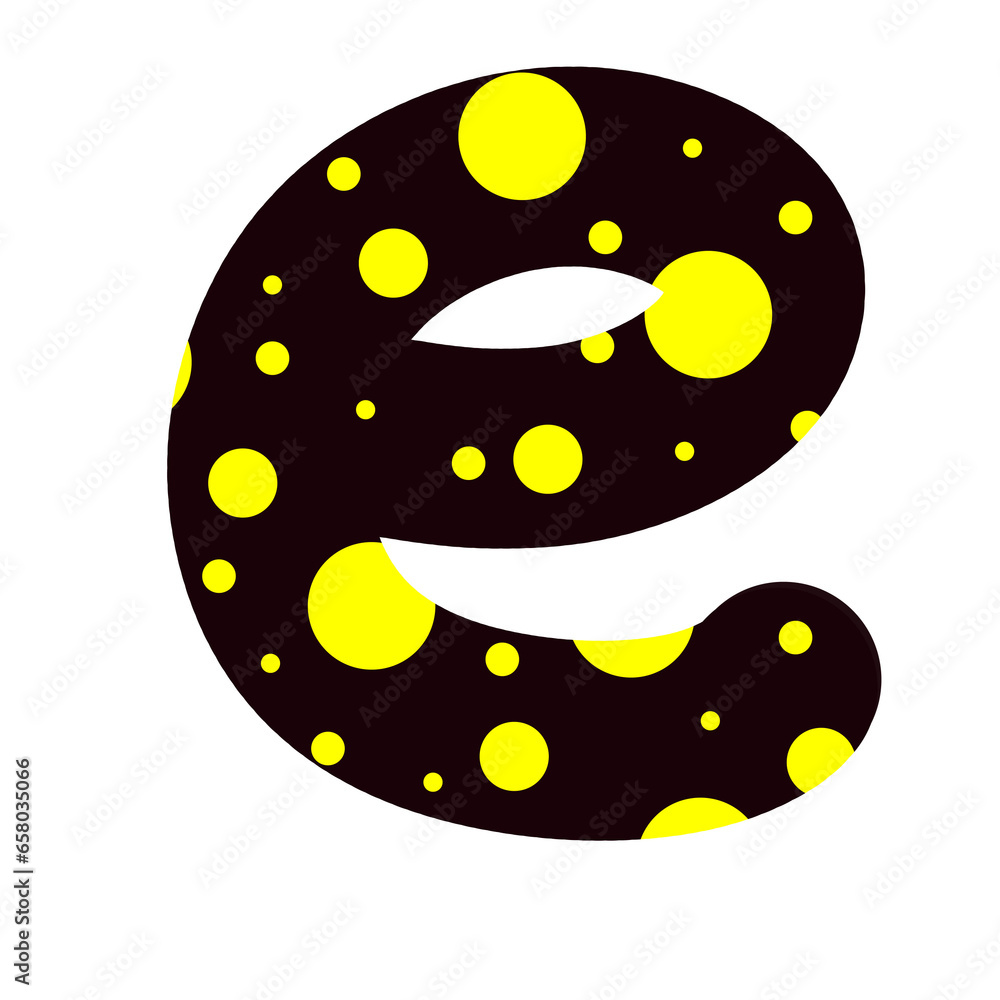 Fototapeta premium Alphabet letter with polka dot pattern