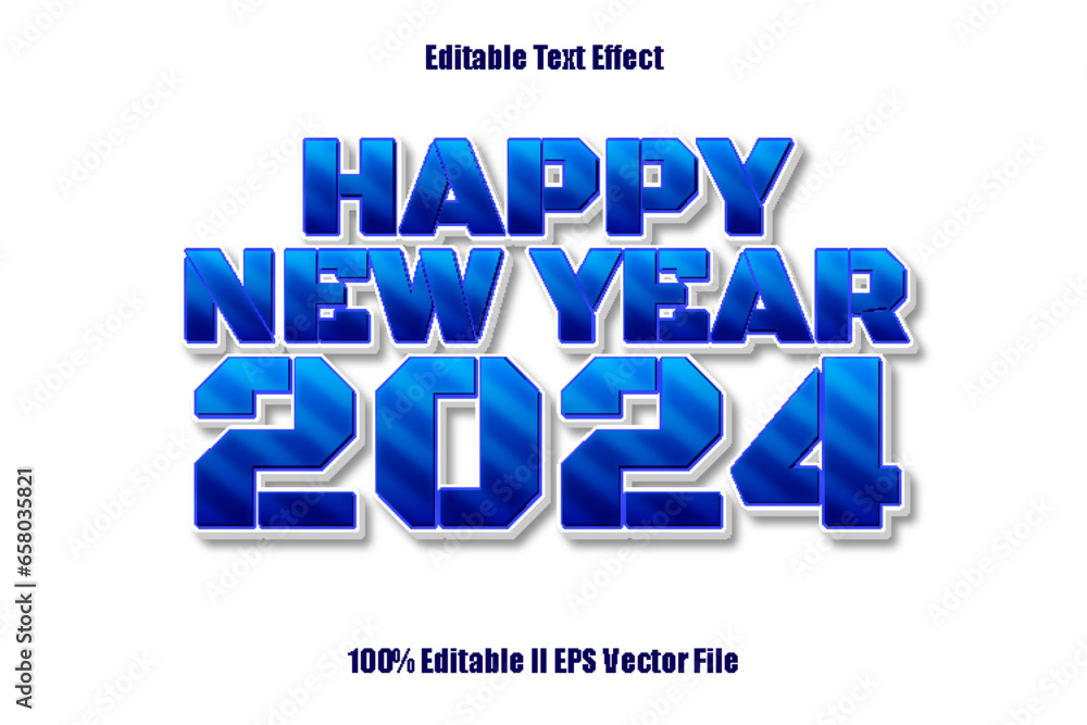 Happy New Year 2024 Editable Text Effect 3d Emboss Gradient Style
