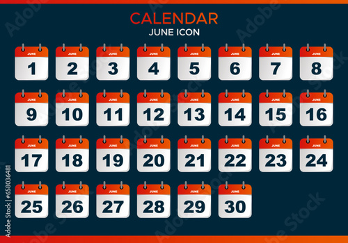 vector june calendar icon