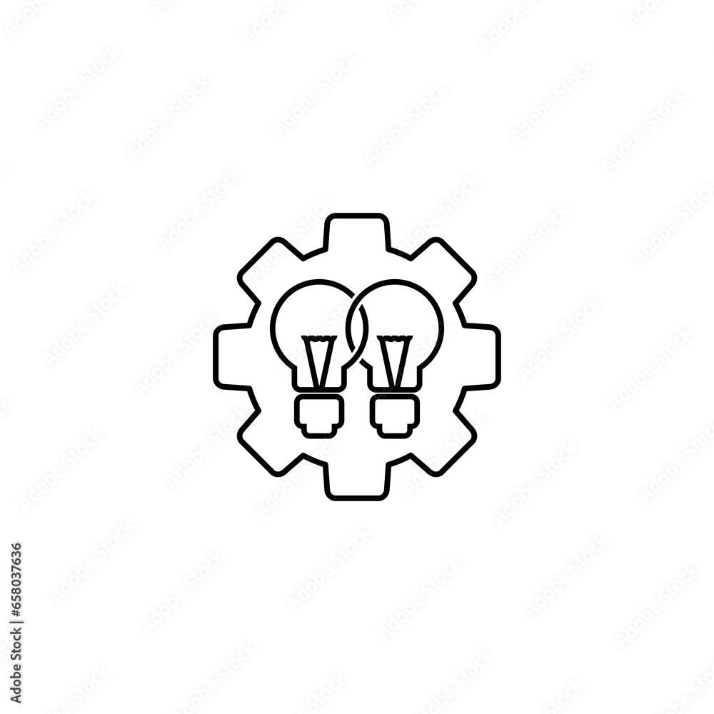 Lightbulb and Gear Idea Concept icon isolated on transparent background Lightbulb and Gear Idea Concept icon isolated on transparent background