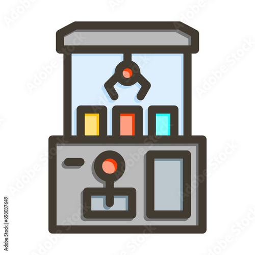 Claw Machine Vector Thick Line Filled Colors Icon Design