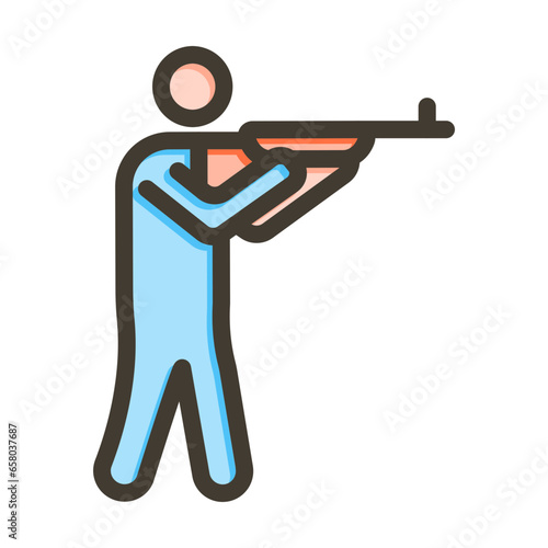 Shooting Game Vector Thick Line Filled Colors Icon Design