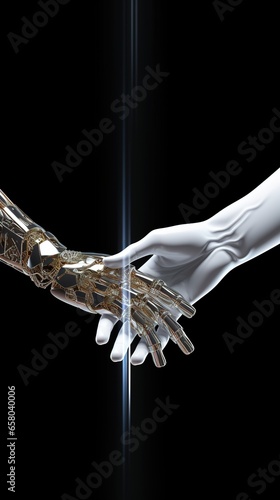Minimalist Digital Handshake Concept Where Two Sleek