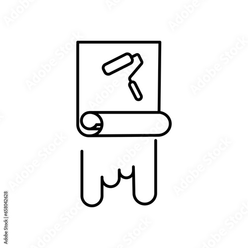 Wallpaper Hanging Process vector thin line concept icon or design element