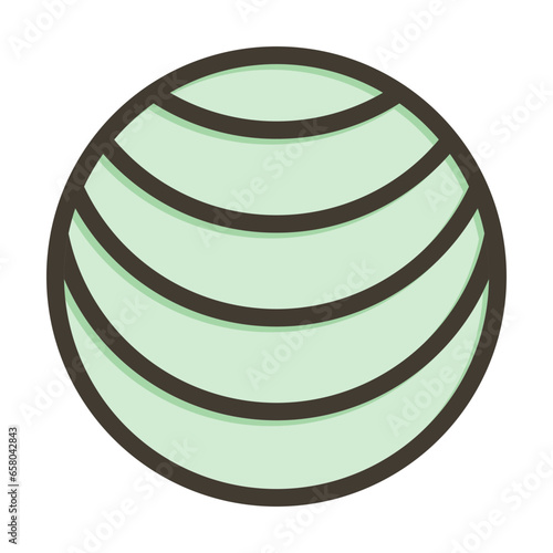 Fitball Vector Thick Line Filled Colors Icon Design