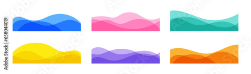 Wavy lines banner set. Curvy shapes for web site border