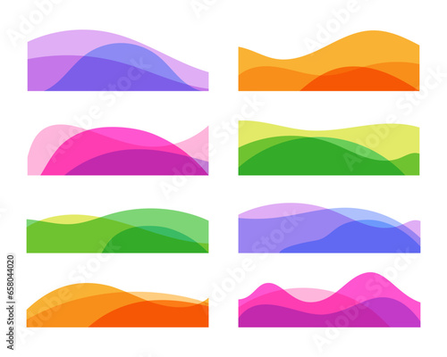 Wavy lines banner set. Curvy shapes for web site border