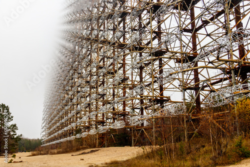 Duga, a Soviet over-the-horizon (OTH) radar system as part of the Soviet anti-ballistic missile early-warning network, in Chernobyl Exclusion Zone in Ukraine photo