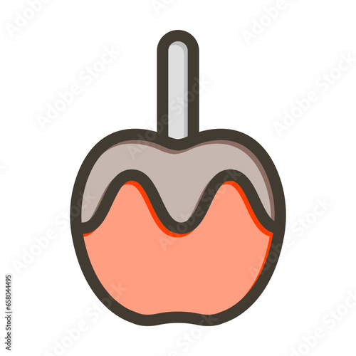 Caramelized Apple Vector Thick Line Filled Colors Icon Design