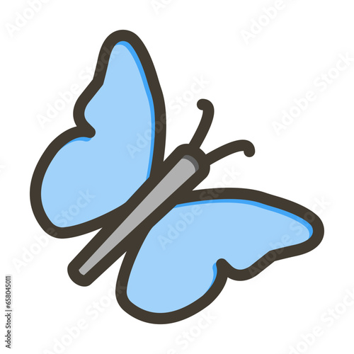 Butterfly Vector Thick Line Filled Colors Icon Design