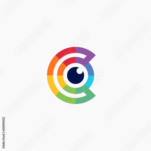 Eye Logo design vector template. Colorful media icon. Creative Vision Logotype concept. Colorful Eye Logo vision.