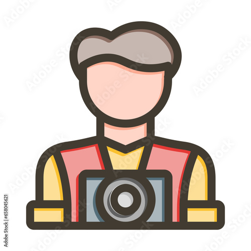 Tourist Vector Thick Line Filled Colors Icon Design