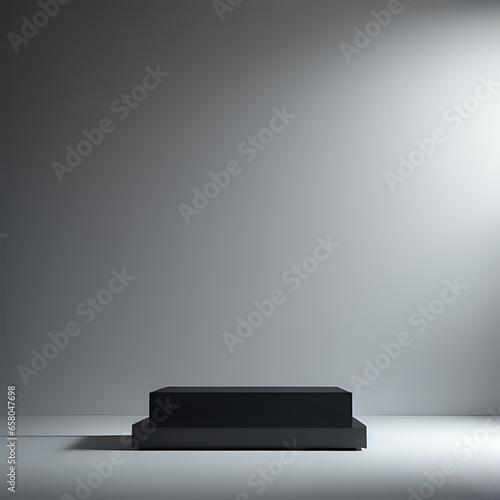  podium 3d black and white background 3d geometric black scene with cube podium and editable light for product placement