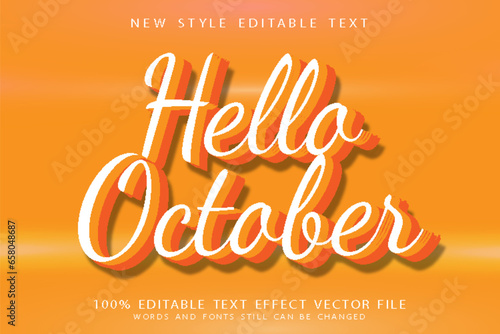 hello october editable text effect emboss retro style