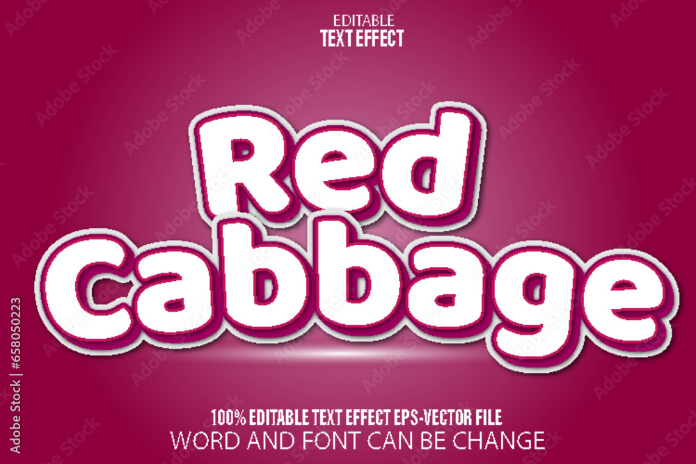 Red Cabbage Editable Text Effect Cartoon Style