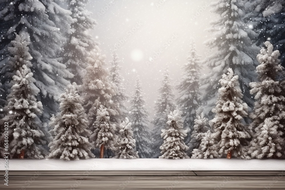 Fototapeta premium Winter Wonderland: Christmas Scenic Landscape Mockup