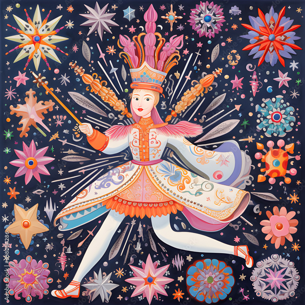 Illustrate scenes from the Nutcracker ballet with vibrant colors ...