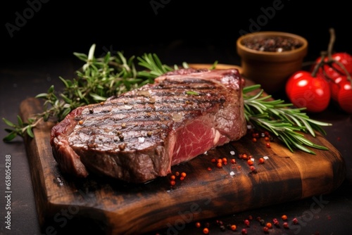 grilled beef rib chop with pepper and herbs